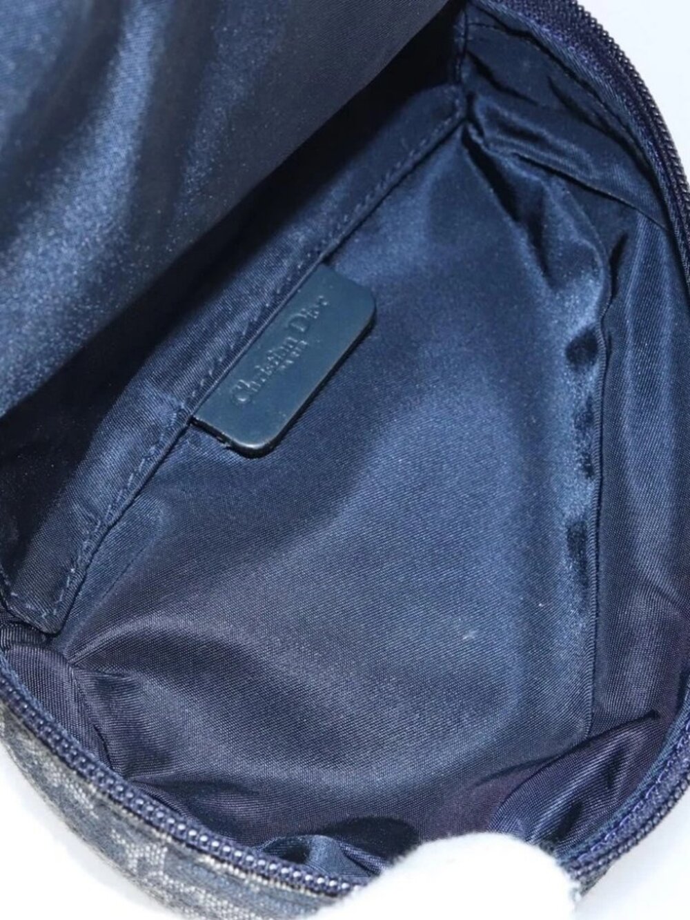 Christian Dior Trotter Canvas Saddle Pouch Navy Gold Auth - Picture 14 of 16